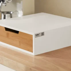 Boîte à Thé en Bois avec Tiroir Organisateur Compact sur Pieds Antidérapants