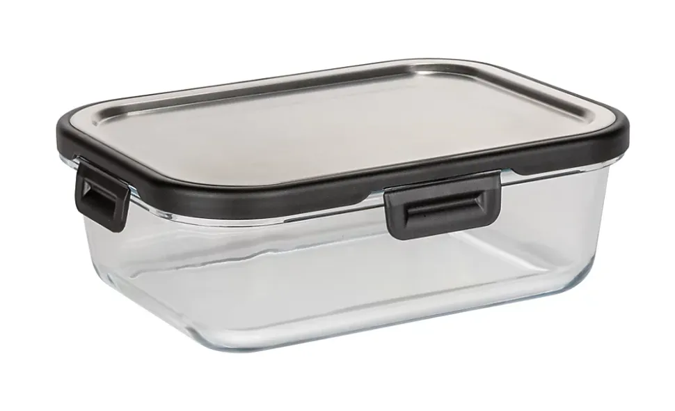 Boîte de conservation en verre avec couvercle en inox Steel 1 L