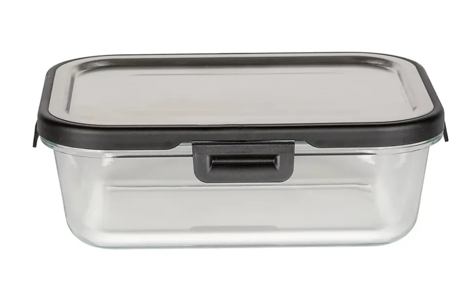 Boîte de conservation en verre avec couvercle en inox Steel 1 L