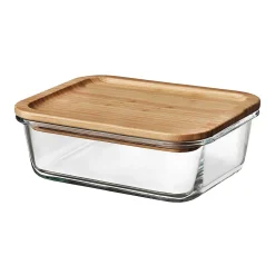 Boîte de conservation hermétique en verre avec couvercle en bambou 1,5L