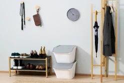 Boîte de rangement 37 L empilable SmartStore Collect Stack It Orthex P.55 cm blanc et gris