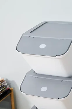 Boîte de rangement 37 L empilable SmartStore Collect Stack It Orthex P.55 cm blanc et gris