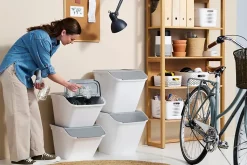 Boîte de rangement 37 L empilable SmartStore Collect Stack It Orthex P.55 cm blanc et gris