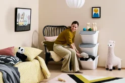 Boîte de rangement 37 L empilable SmartStore Collect Stack It Orthex P.55 cm blanc et gris