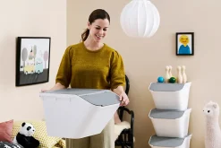 Boîte de rangement 37 L empilable SmartStore Collect Stack It Orthex P.55 cm blanc et gris