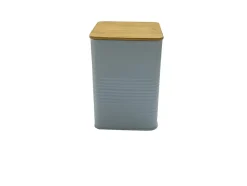 Boîte en métal Ornami bleu avec couvercle en bambou 1,58 L