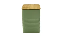 Boîte en métal Ornami vert avec couvercle en bambou 1,58 L
