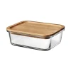 Boîte rectangulaire en verre avec couvercle hermétique en bambou 0,44 L