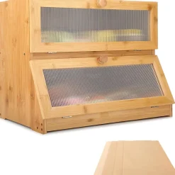 Boîtes à Pain Bois 2 Niveaux marron