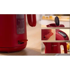 Bouilloire - BOSCH - TWK2M164 MyMoment - Rouge Mate - indicateur de tasses - niveau d'eau visible