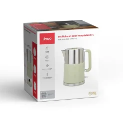Bouilloire acier inoxydable DOD204 Livoo 1,7L, 2200W Indicateur de niveau d'eau, Protection contre la surchauffe