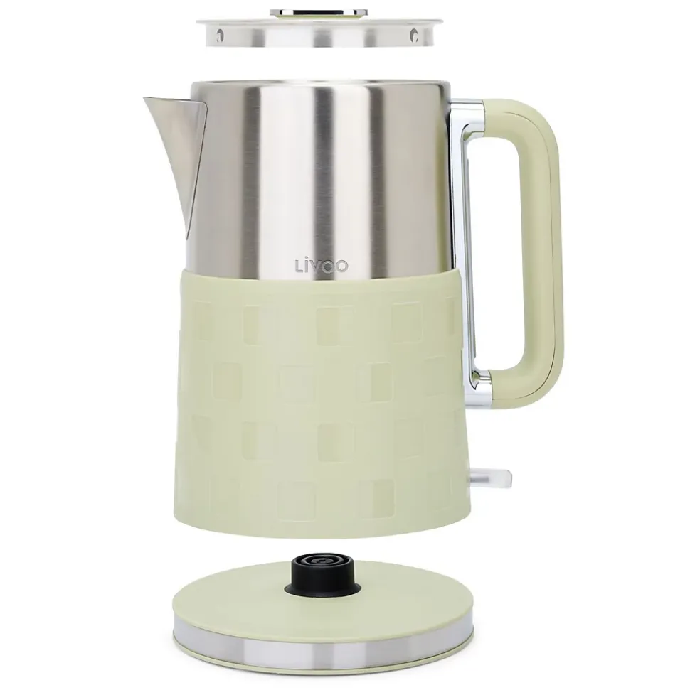 Bouilloire acier inoxydable DOD204 Livoo 1,7L, 2200W Indicateur de niveau d'eau, Protection contre la surchauffe