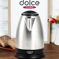 Bouilloire Electrique Inox 1.8L - Dolce Casa DC-BL-1-8L-INOX - 1500W, Protection anti-surchauffe, Arrêt auto. à ébullition