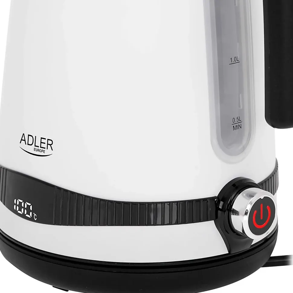 Bouilloire en métal Blanche Adler AD 1295 1,7 L avec écran LCD et contrôle de la température