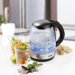 Bouilloire en verre DOMO DO9218WK 1,2 L 2200 W Noir Transparent socle 360