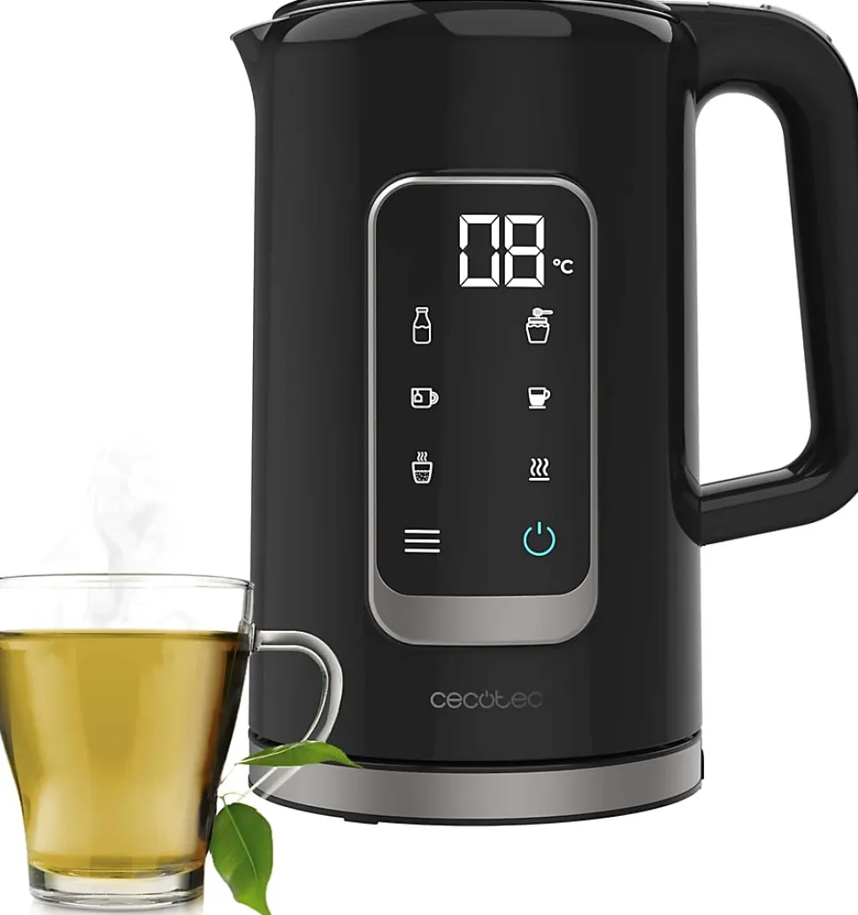 Bouilloire électrique 1,7 L inox noir à écran tactile