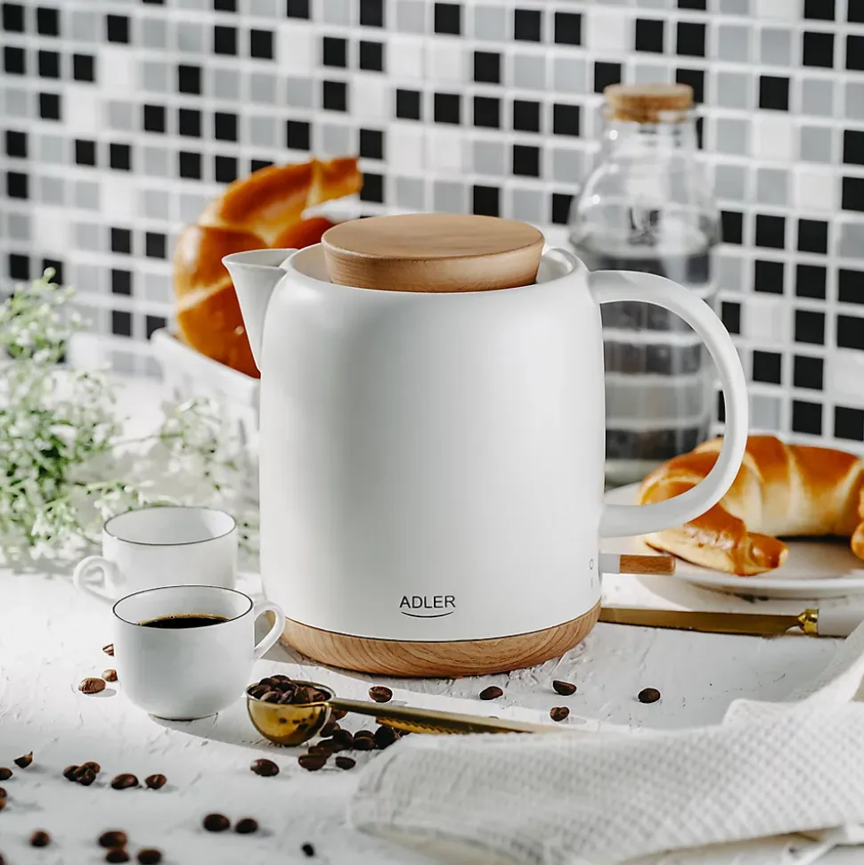Bouilloire électrique Adler AD 1304 - en céramique, Capacité 1,0 L, 1200W - Protection automatique contre l'ébullition sans eau