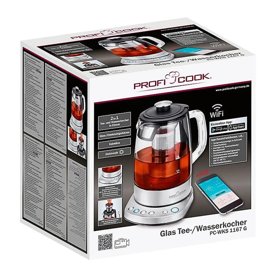 Bouilloire Électrique avec Wifi 1.5L 2200W Proficook PC-WKS 1167G