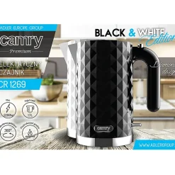 Bouilloire électrique Blanche 1,7 L - 2200W - Protection contre l'ébullition à sec - Camry CR 1269W