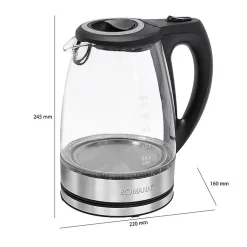 Bouilloire électrique en verre 1,5L 2200W Bomann WKS 6032 G CB