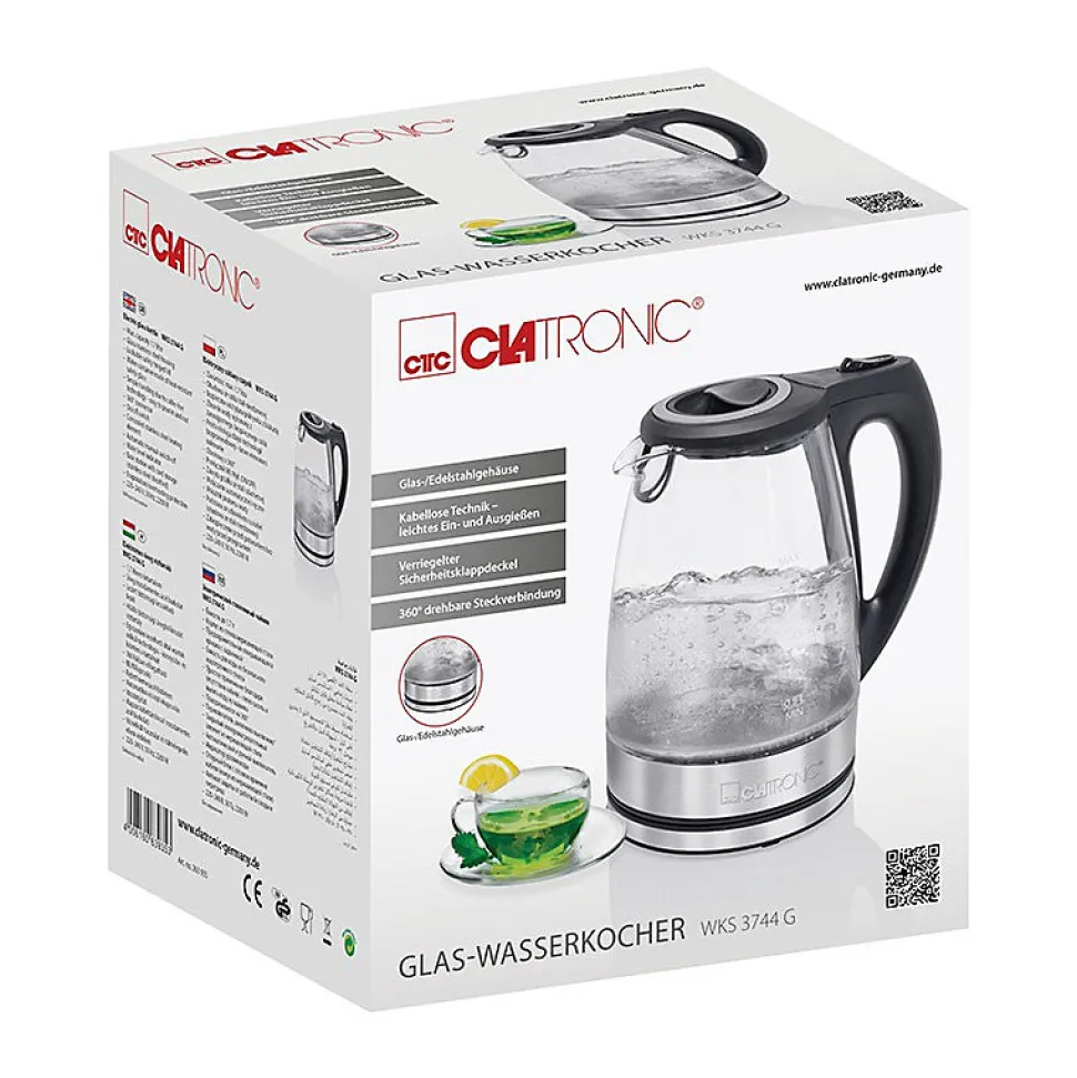 Bouilloire électrique en verre 1,5L 2200W Clatronic WKS 3744G