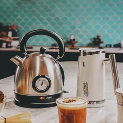 Bouilloire rétro inox avec thermomètre 1800W