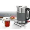 Bouilloire sans fil Bosch TWK7S05 en acier inoxydable noir de 1,7 L avec sécurité intégrée