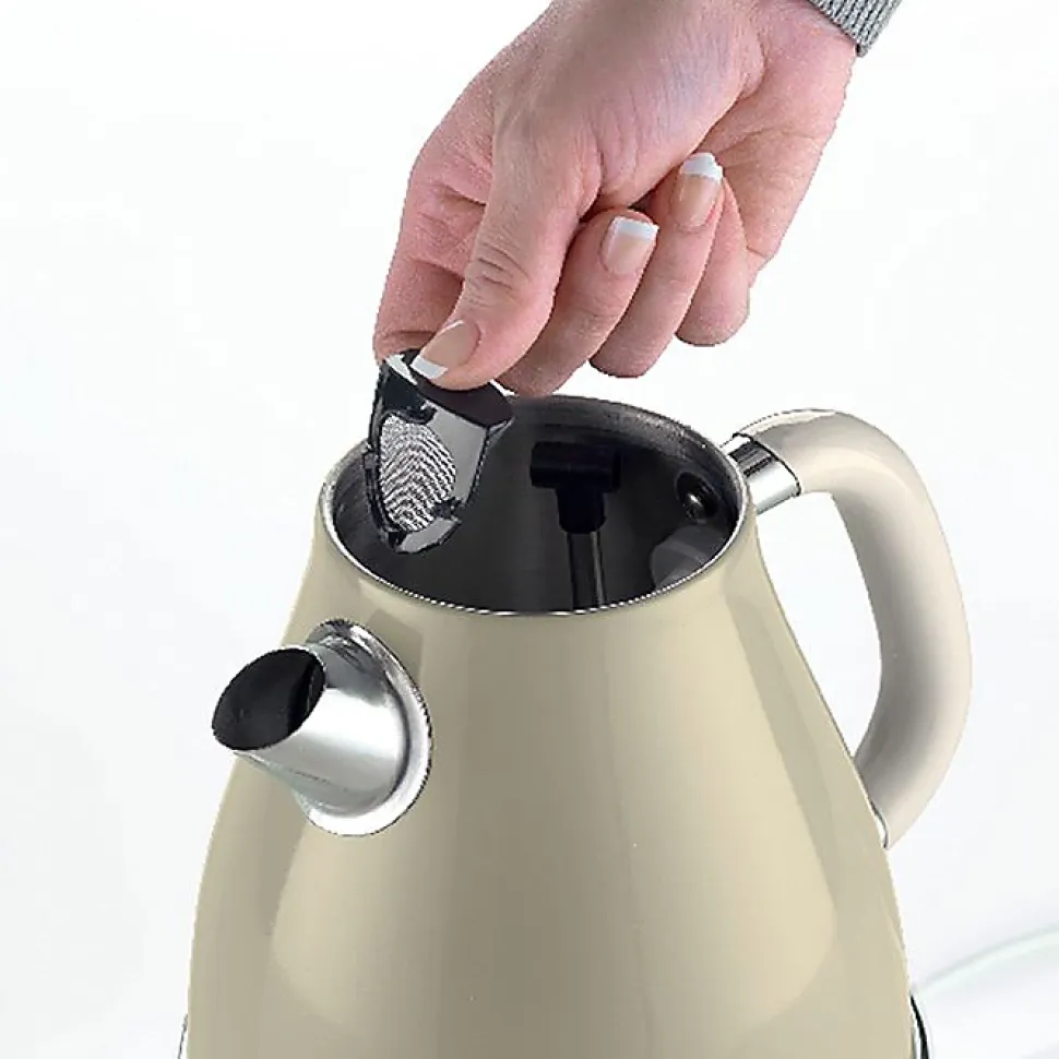 Bouilloire Vintage 1L Beige - ARIETE - 1630W - Sans fil - Système anti-calcaire