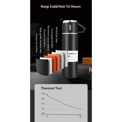 Bouteille isotherme en acier inoxydable 500ml Herzberg HG04210-BLK