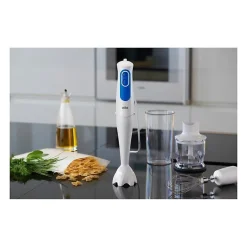 BRAUN Mixeur plongeant avec hachoir Omelette - MQ3025WH - Blanc et Bleu