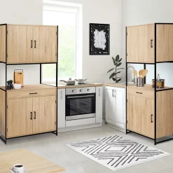 Buffet de cuisine 80 CM DETROIT meuble 4 portes design industriel + tiroir