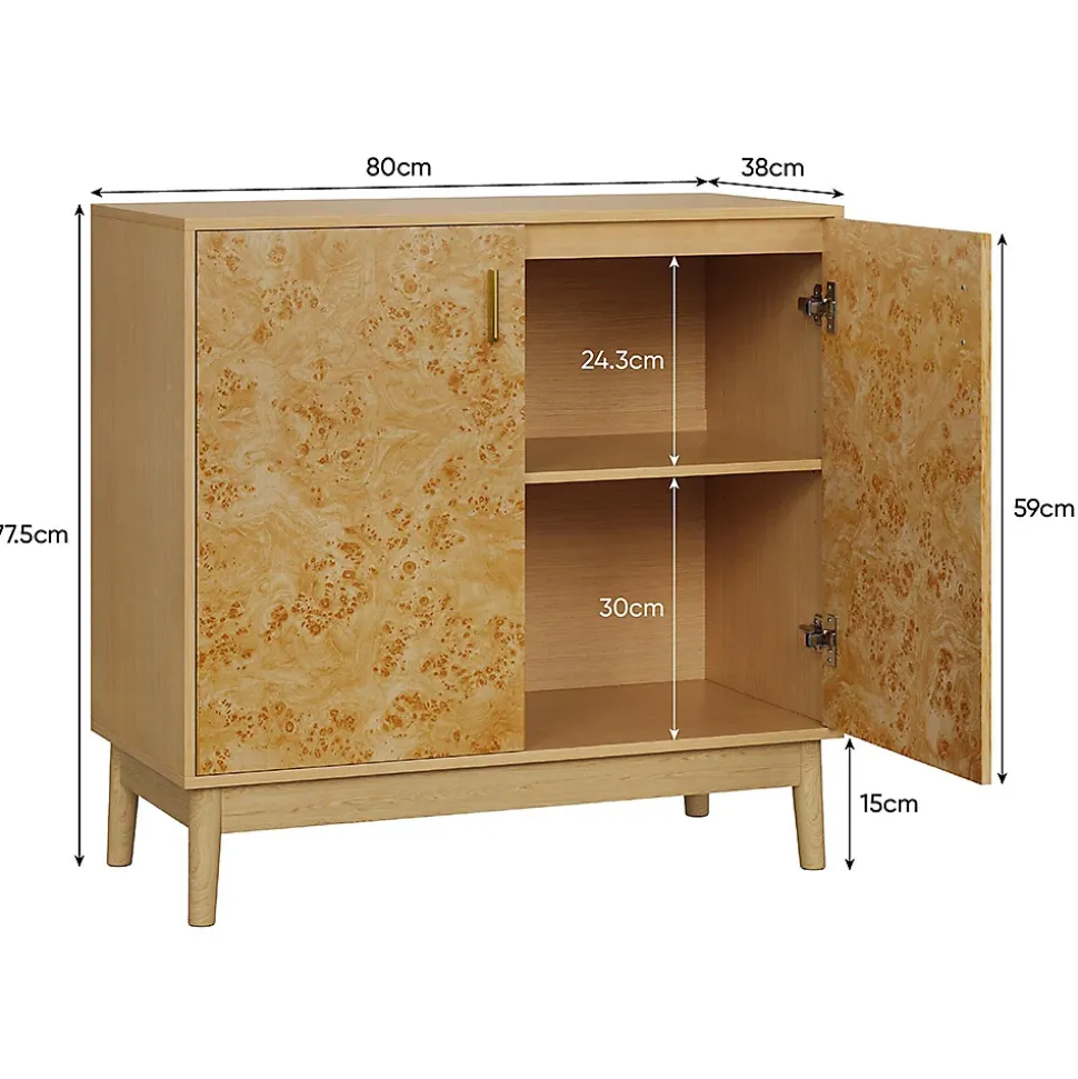 Buffet rustique bois massif, étagères réglables, armoires décoratives, salon/entrée