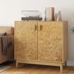 Buffet rustique bois massif, étagères réglables, armoires décoratives, salon/entrée