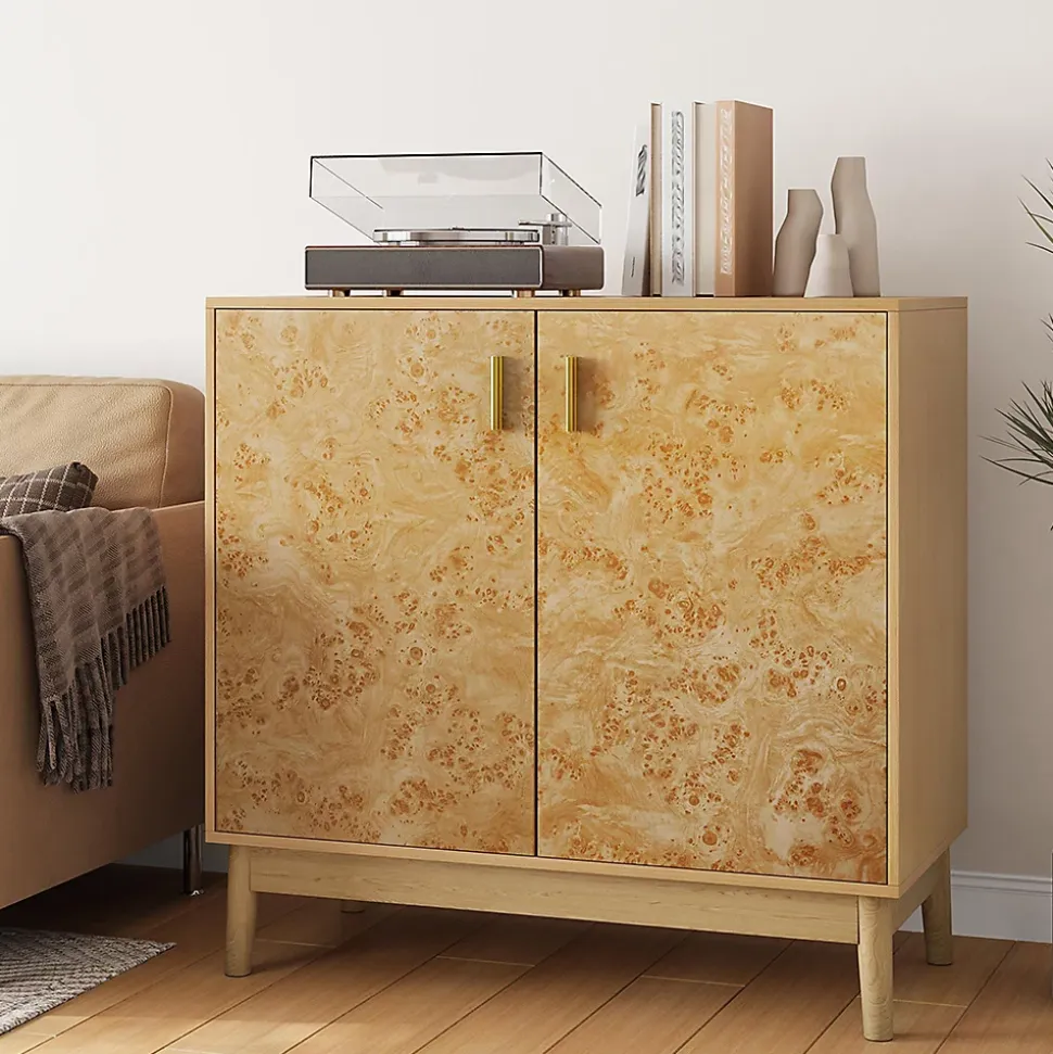 Buffet rustique bois massif, étagères réglables, armoires décoratives, salon/entrée