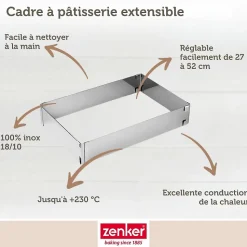 Cadre à gâteau réglable 27 à 52 cm Zenker Smart Pastry