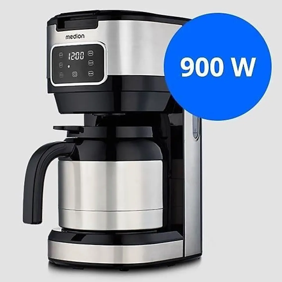 Cafetiere Filtre Digitale Isotherme - MEDION - 900W - 1,2L - Silver