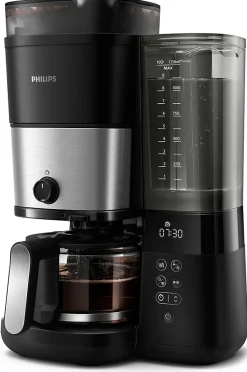 Cafetière filtre - PHILIPS - HD7888/01 - Grind & Brew avec broyeur - 1.25L - Métal