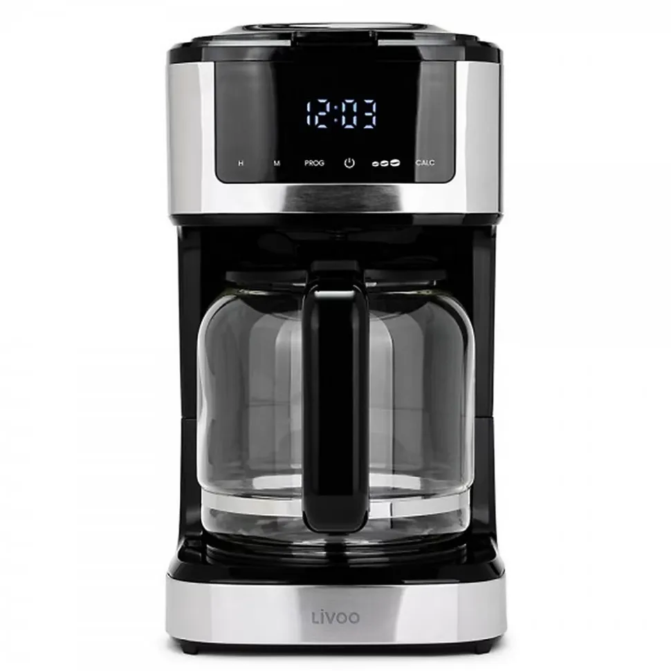Cafetière électrique programmable Livoo DOD208 15 tasses, 1,8L, filtre réutilisable, fonction programmation, Noir
