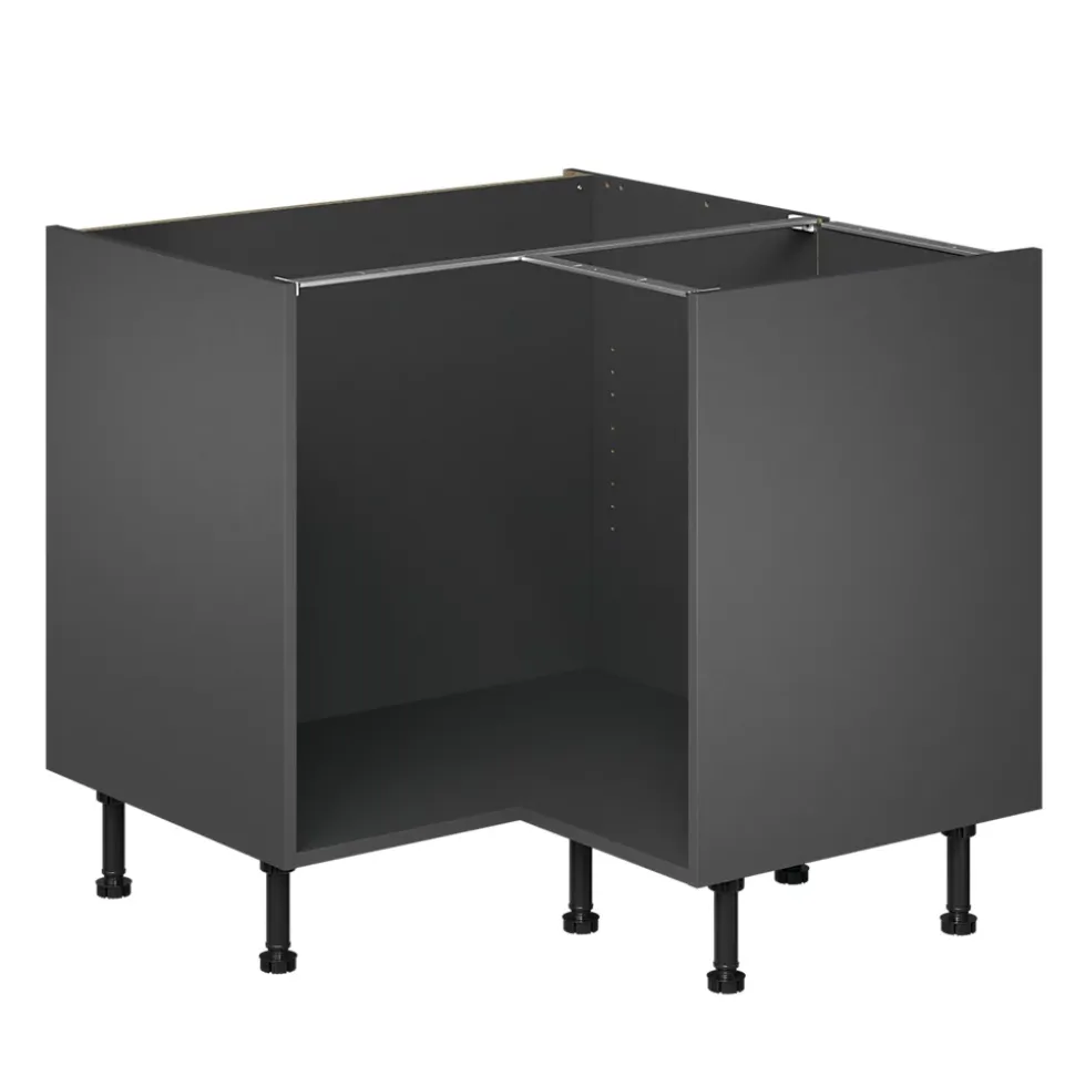 Caisson bas d'angle de cuisine Caraway GoodHome anthracite H. 72 cm x l. 93 cm