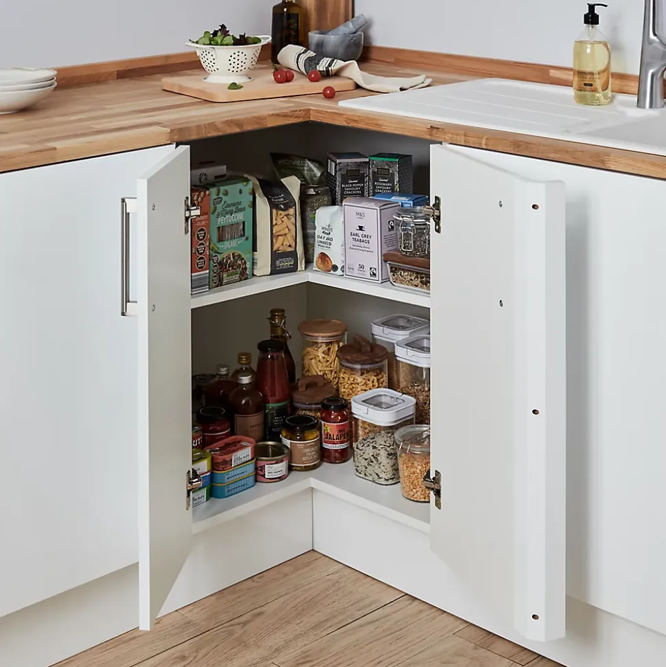 Caisson bas d'angle de cuisine GoodHome Caraway Blanc H. 72 cm x l. 93 cm