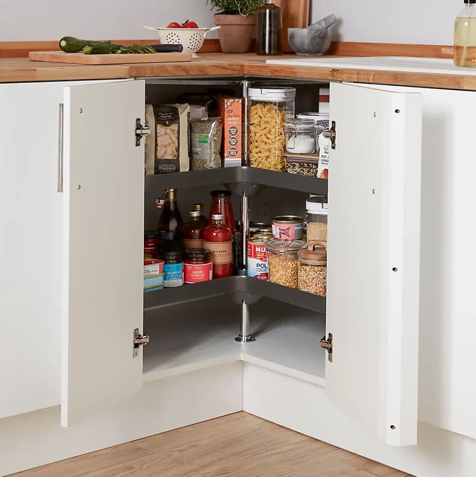 Caisson bas d'angle de cuisine GoodHome Caraway Blanc H. 72 cm x l. 93 cm