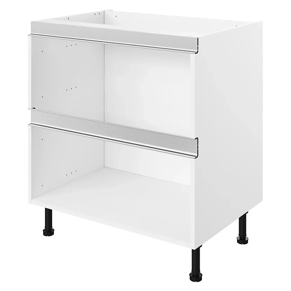 Caisson bas de cuisine à 2 casseroliers blanc L. 100 cm Caraway Innovo GoodHome