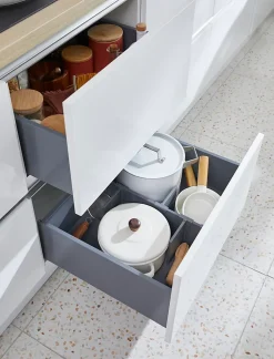 Caisson bas de cuisine à 2 casseroliers blanc L. 60 cm Caraway Innovo GoodHome