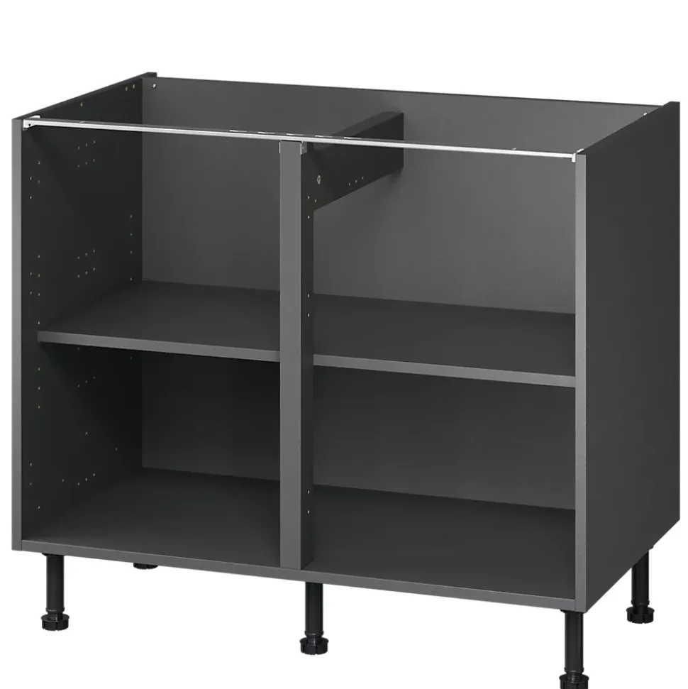Caisson bas de cuisine Caraway GoodHome anthracite H. 72 cm x l. 100 cm