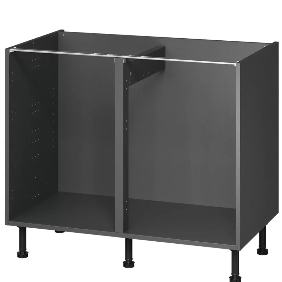 Caisson bas de cuisine Caraway GoodHome anthracite H. 72 cm x l. 100 cm