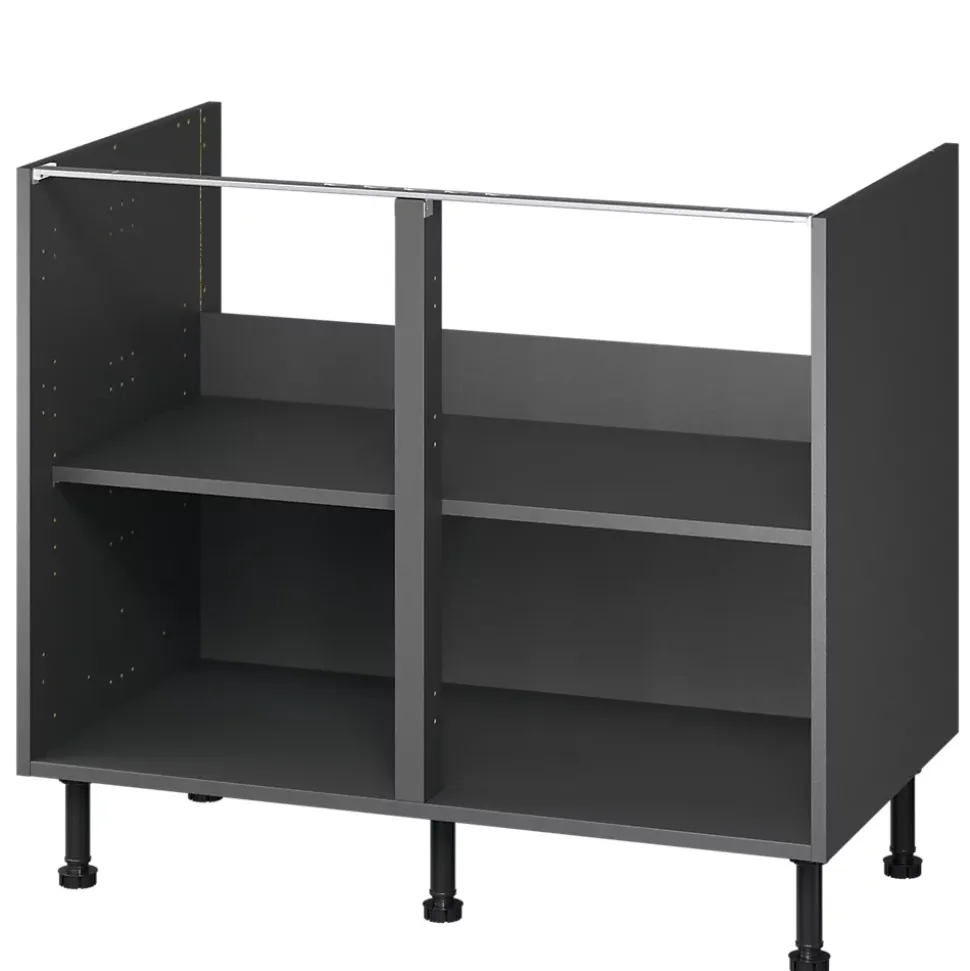Caisson bas de cuisine Caraway GoodHome anthracite H. 72 cm x l. 100 cm