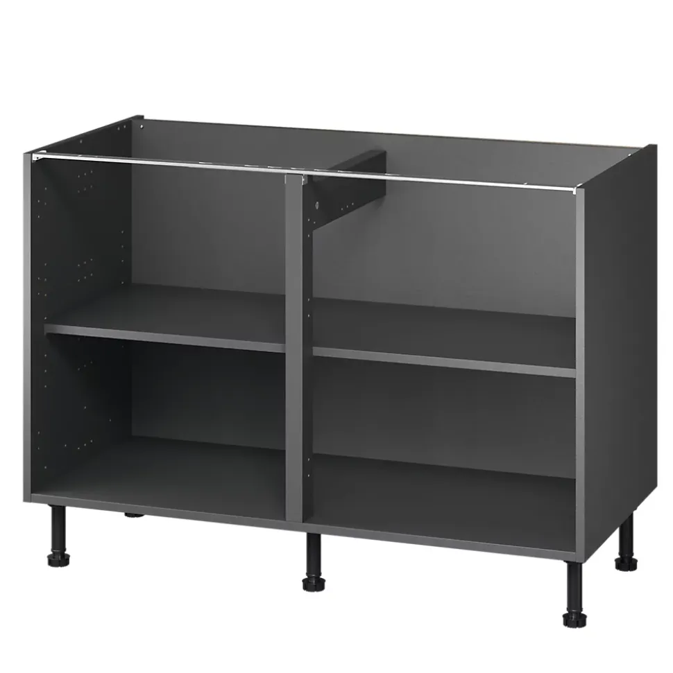 Caisson bas de cuisine Caraway GoodHome anthracite H. 72 cm x l. 120 cm