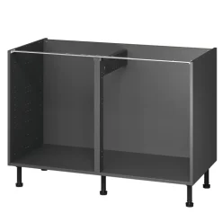 Caisson bas de cuisine Caraway GoodHome anthracite H. 72 cm x l. 120 cm