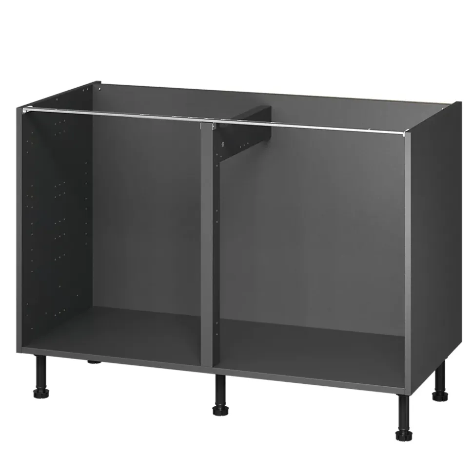 Caisson bas de cuisine Caraway GoodHome anthracite H. 72 cm x l. 120 cm