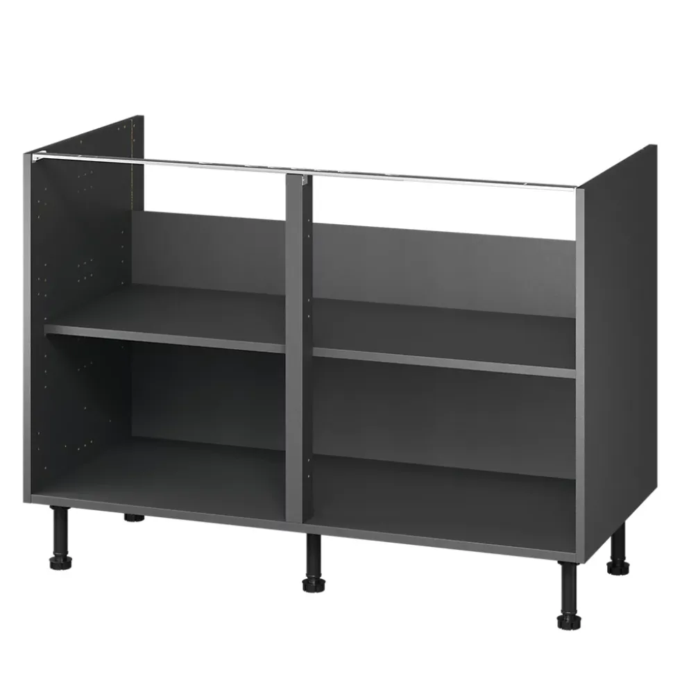Caisson bas de cuisine Caraway GoodHome anthracite H. 72 cm x l. 120 cm